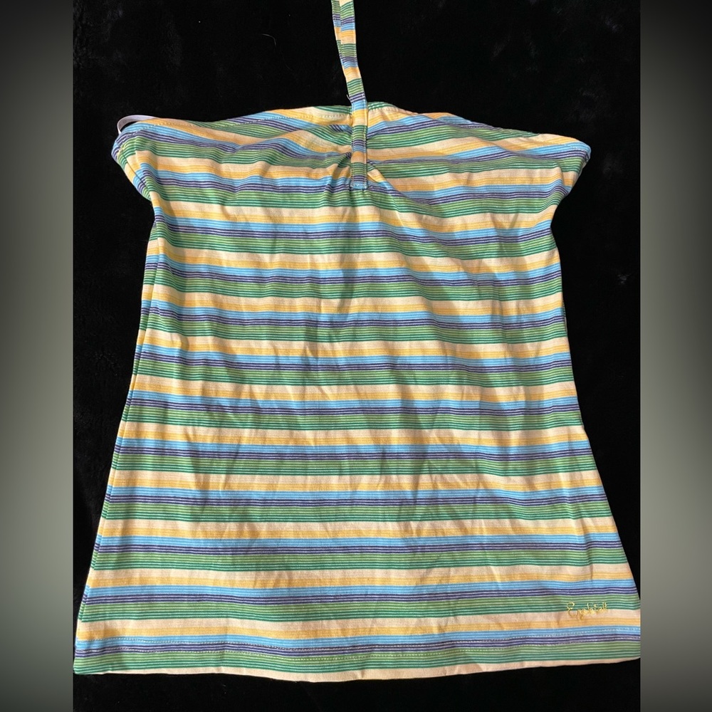 Vintage Y2K Ezekiel halter top, wore maybe once, juniors size L, summer stripes!